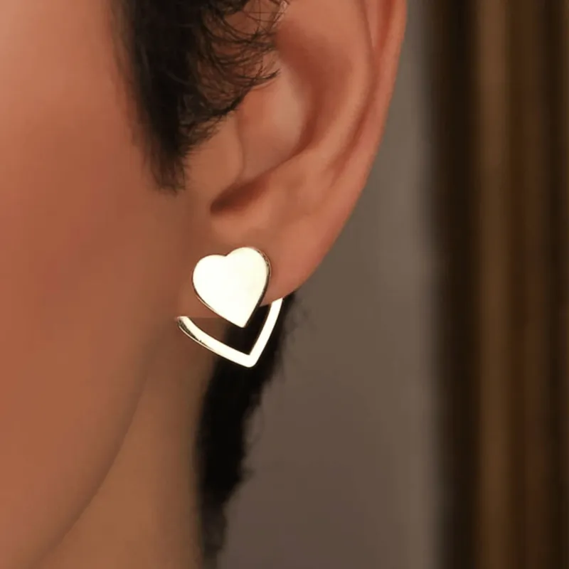Goldtone Double Heart Stud Earrings made by Zulily