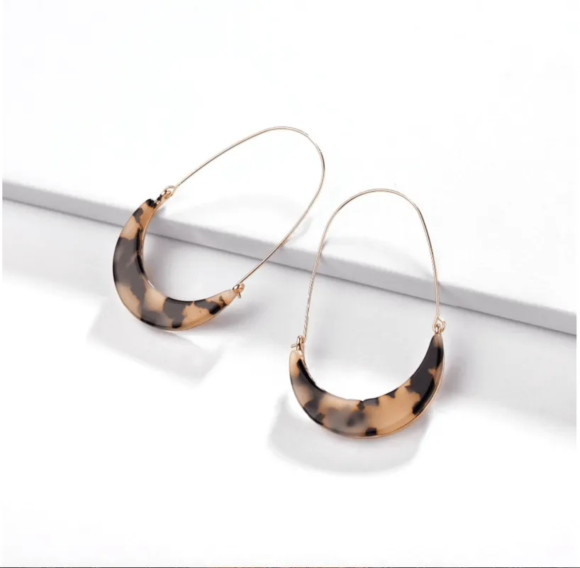 Goldtone Faux Tortoise Shell Half Moon Earrings made by Zulily