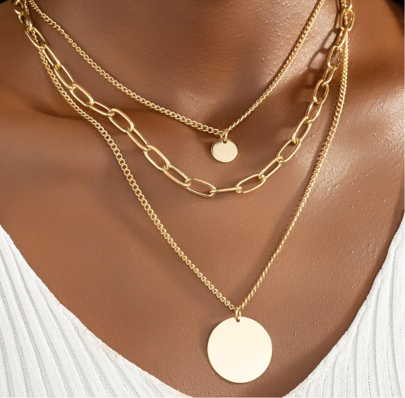 Goldtone Circular Layered Necklace made by Zulily