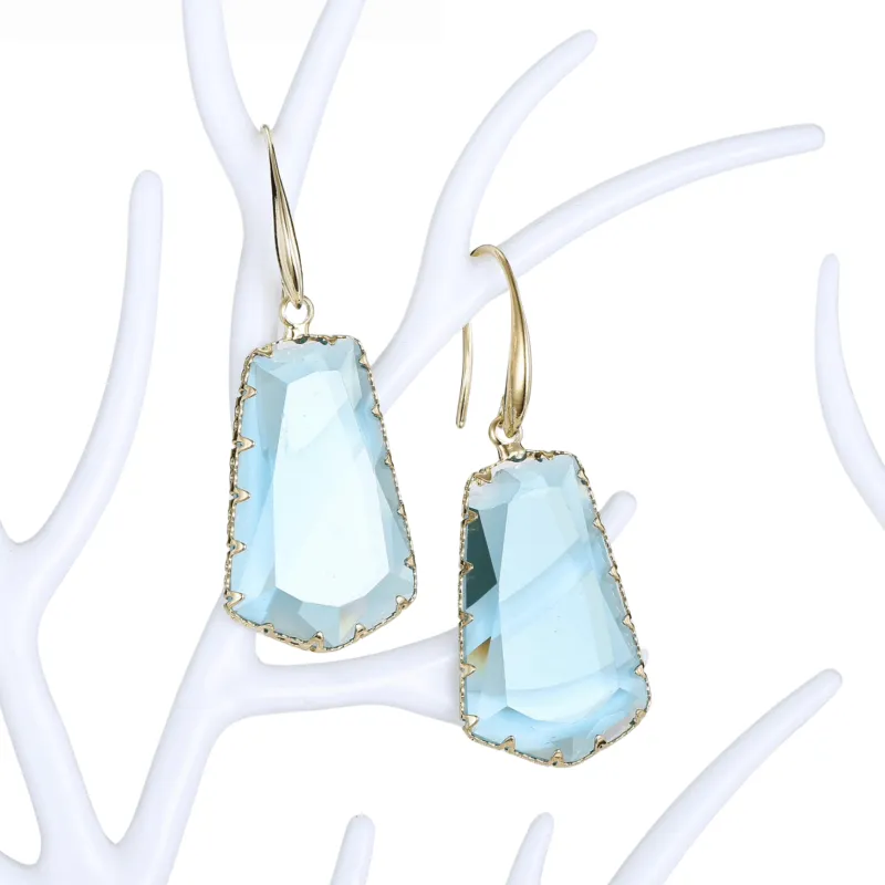 Goldtone Aqua Blue Crystal Drop Earrings made by Zulily