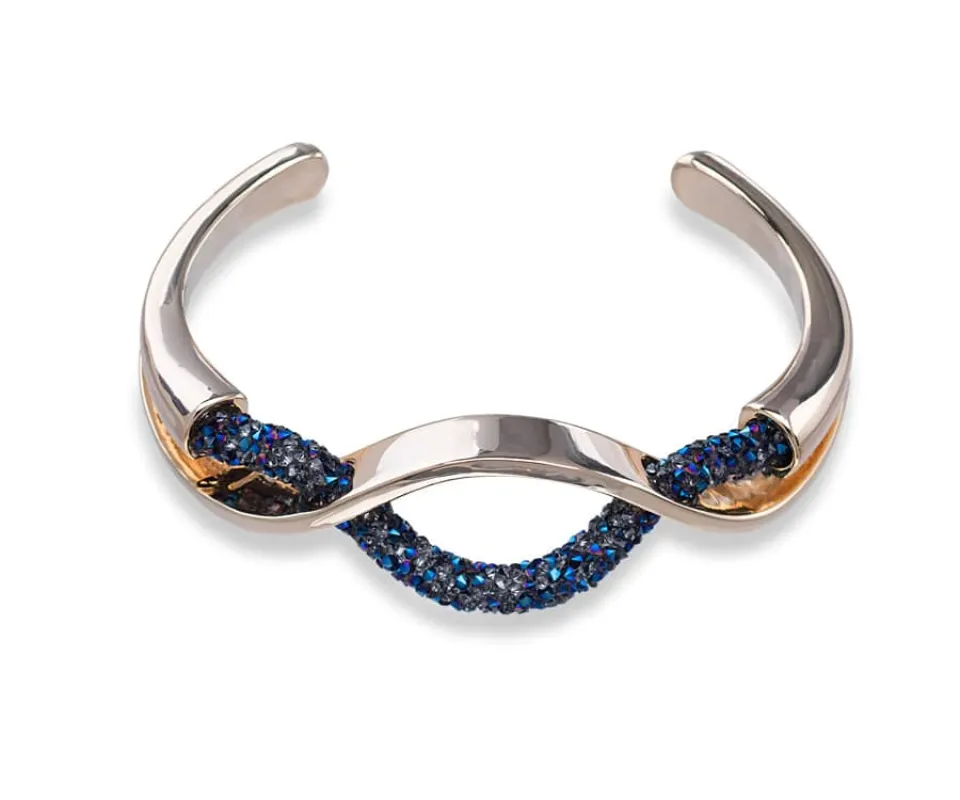 Goldtone Blue Crystal Rock Wave Cuff Bracelet made by Zulily