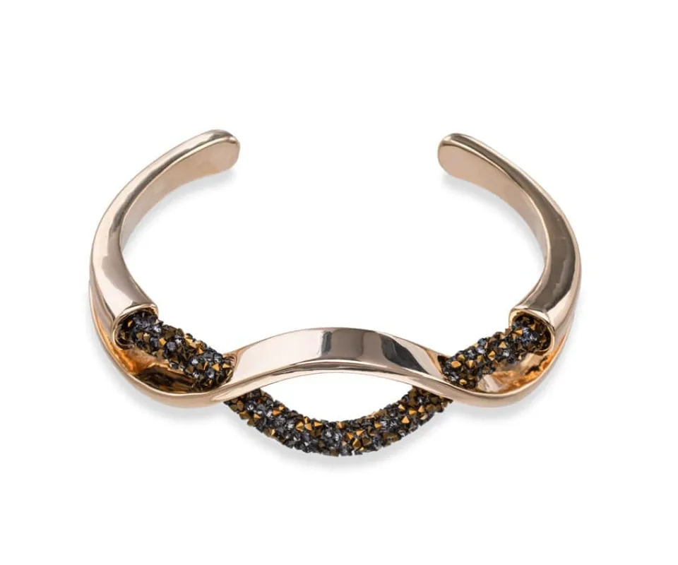 Goldtone Copper Crystal Rock Wave Cuff Bracelet made by Zulily