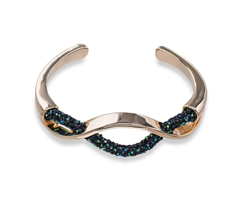 Goldtone Emerald Crystal Rock Wave Cuff Bracelet made by Zulily