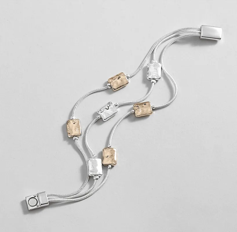 Two-Tone Hammered Square Multi-Strand Bracelet made by Zulily
