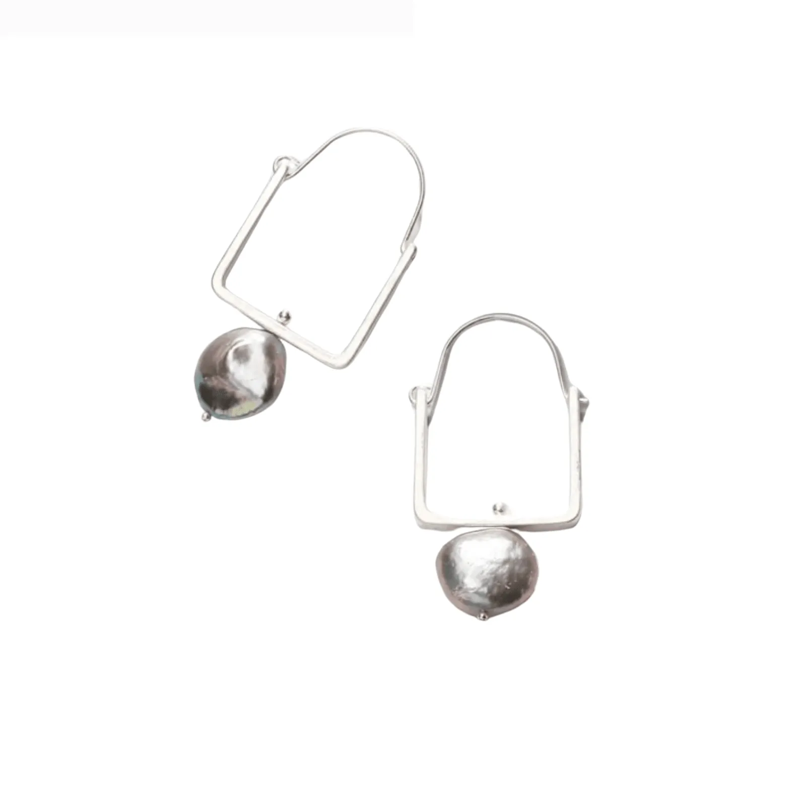 Silvertone Square Freshwater Pearl Earrings sold by Zulily