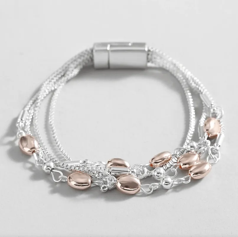 Silvertone Rose Goldtone Multi-Strand Bracelet made by Zulily