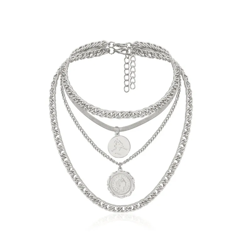 Silvertone Chunky Medallion Layered Necklace made by Zulily