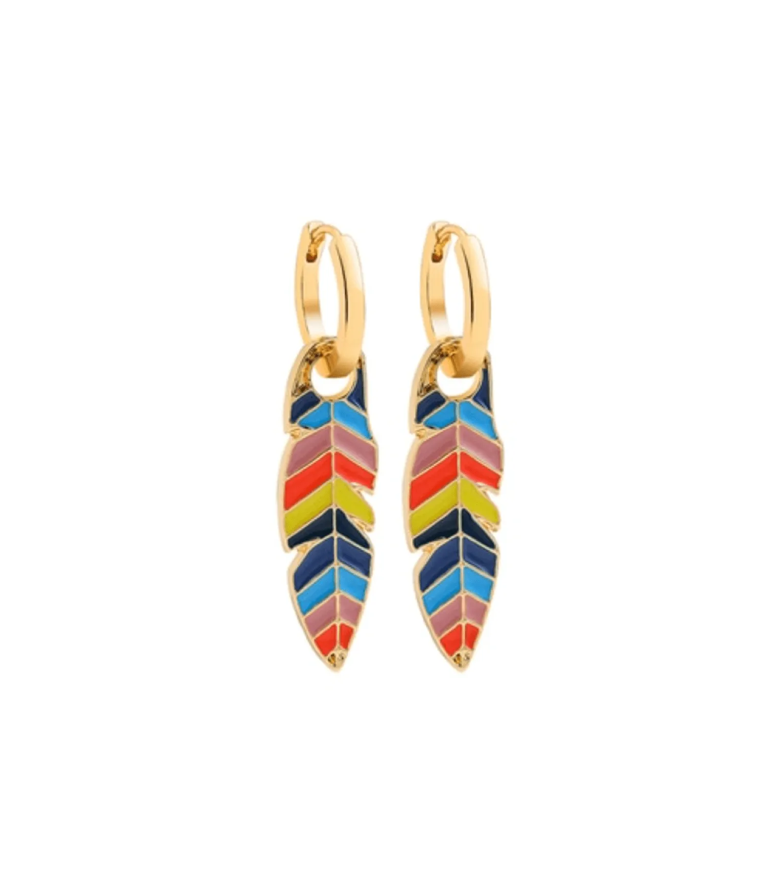 Goldtone Multicolour Feather Huggie Hoop Earrings sold by Zulily product image thumbnail 2