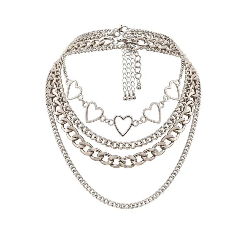 Silvertone Layered Heart Necklace made by Zulily