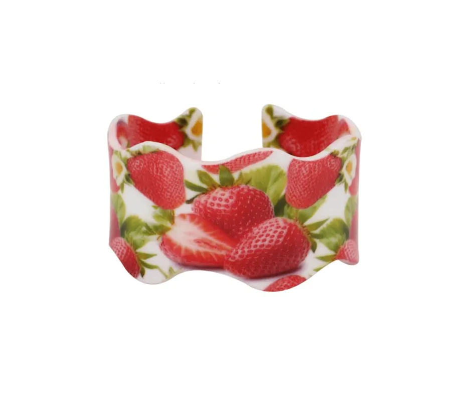 Red Strawberry Curved Bangle Bracelet made by Zulily
