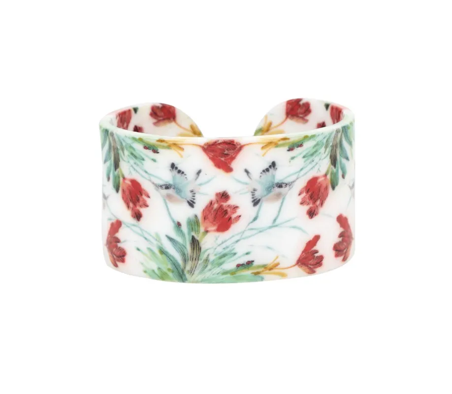 Red Floral Hummingbird Cuff Bracelet made by Zulily