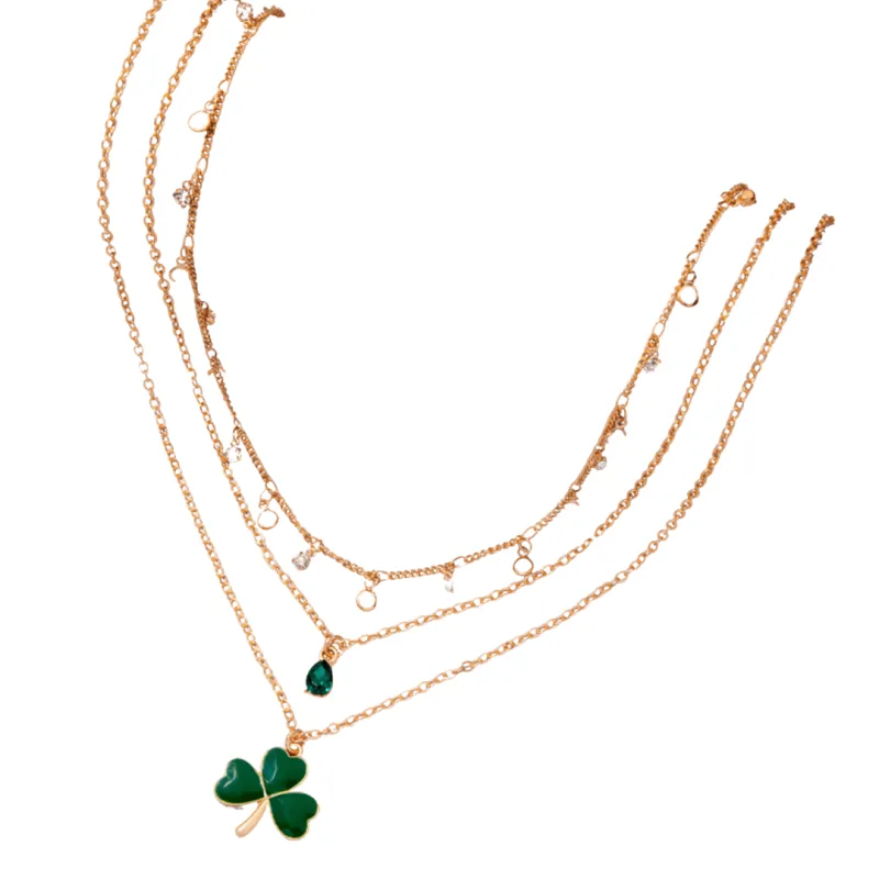 Goldtone & Imitation Pearllayered Green Shamrock Necklace made by Zulily