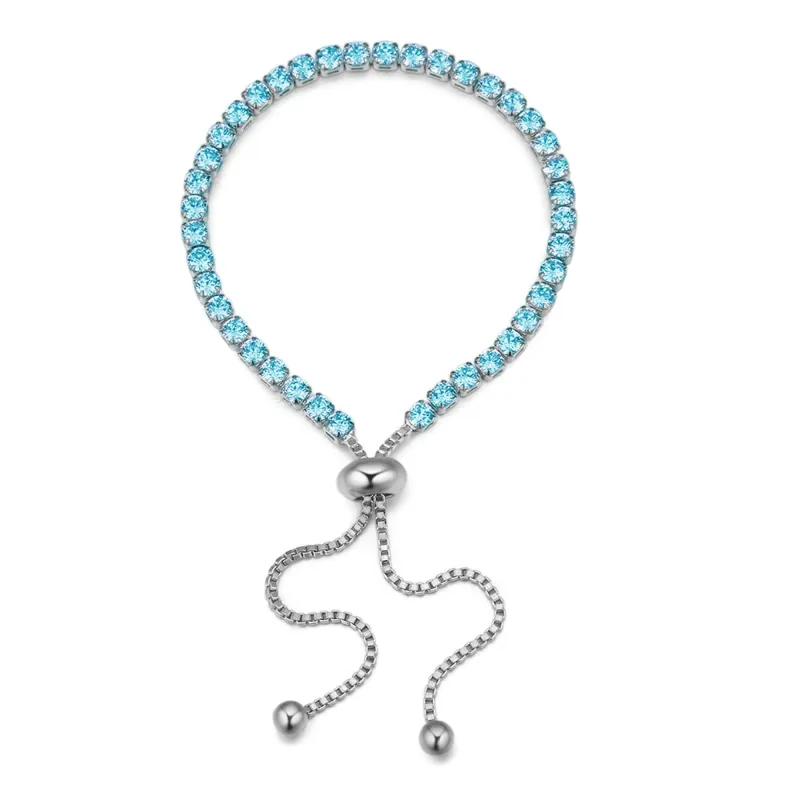 Silver Aqua Swarovski Crystal Bracelet – Classic Crystals Adjustable Tennis Bracelet By callura made by Zulily