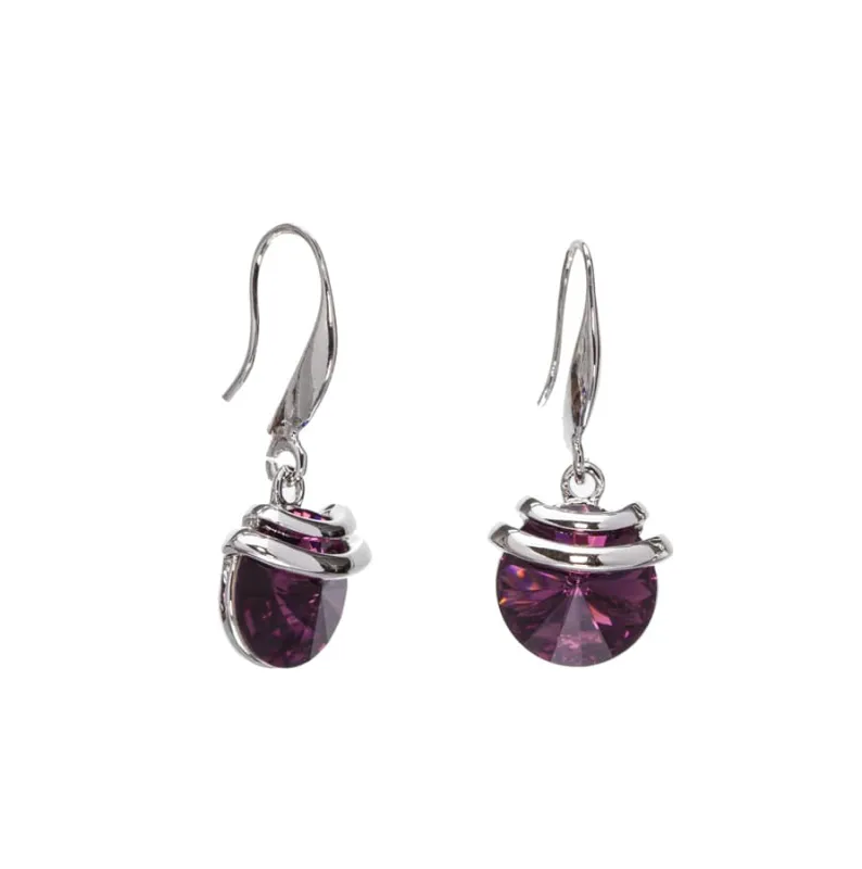 Silver Amethyst Swarovski Crystal Earrings – Spring Drop Crystal Earrings By callura made by Zulily