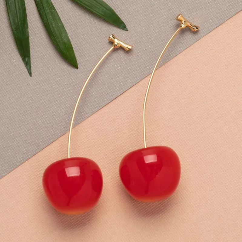 Red Cherry Drop Earrings made by Zulily