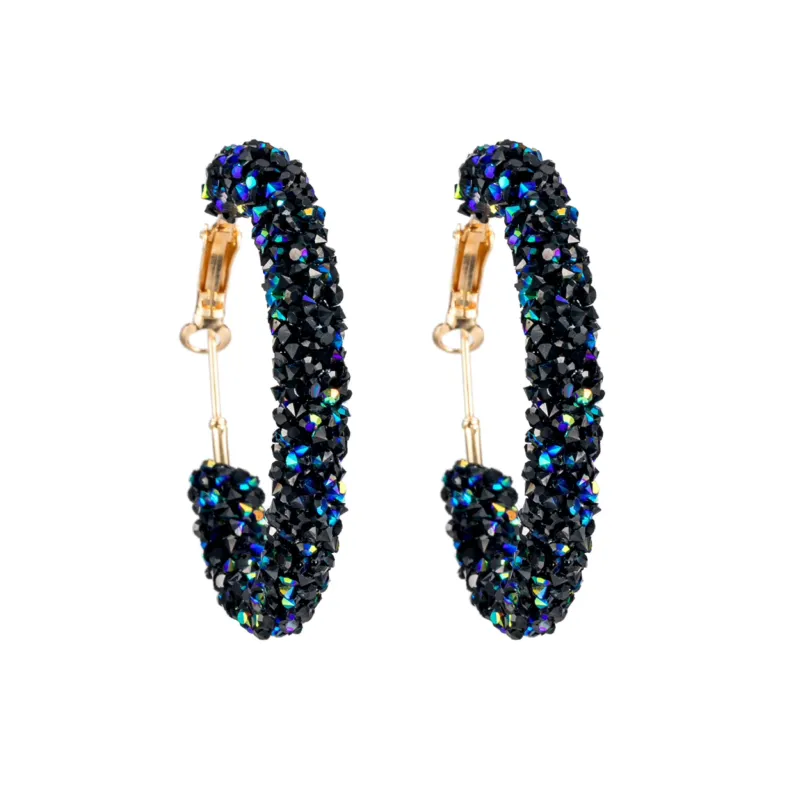 Don't AsK Blue Clustered Crystal Hoop Earrings made by Zulily