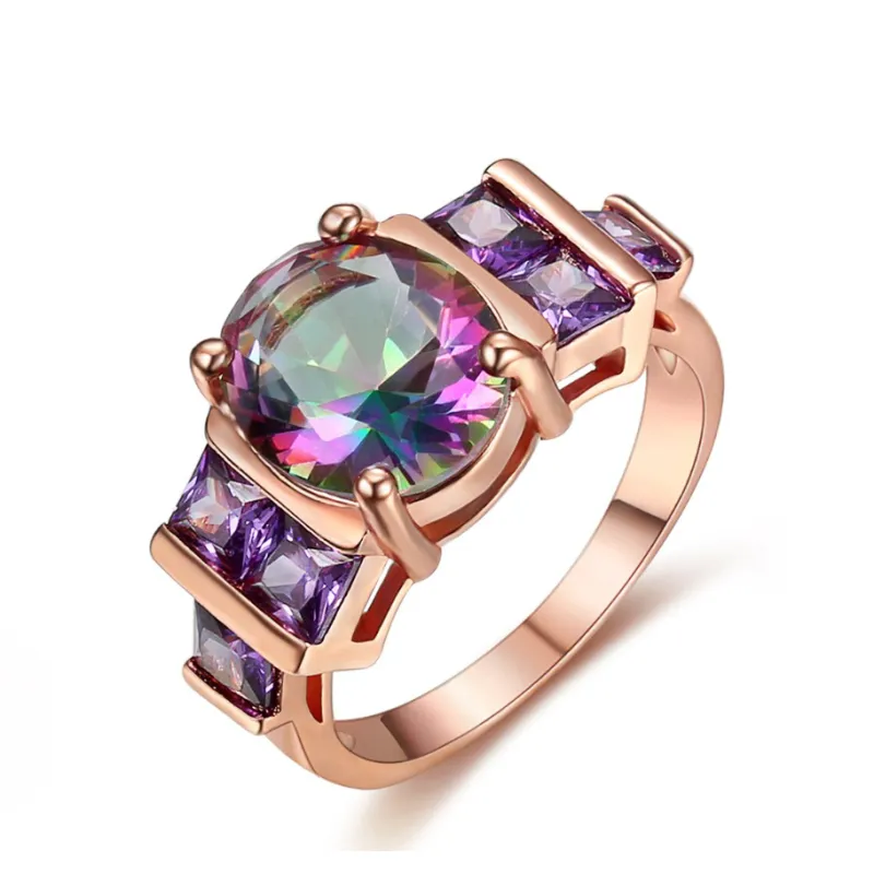 Eva Sky Squared Mystic Topaz Statement Ring with Purple CZ Accents made by Zulily