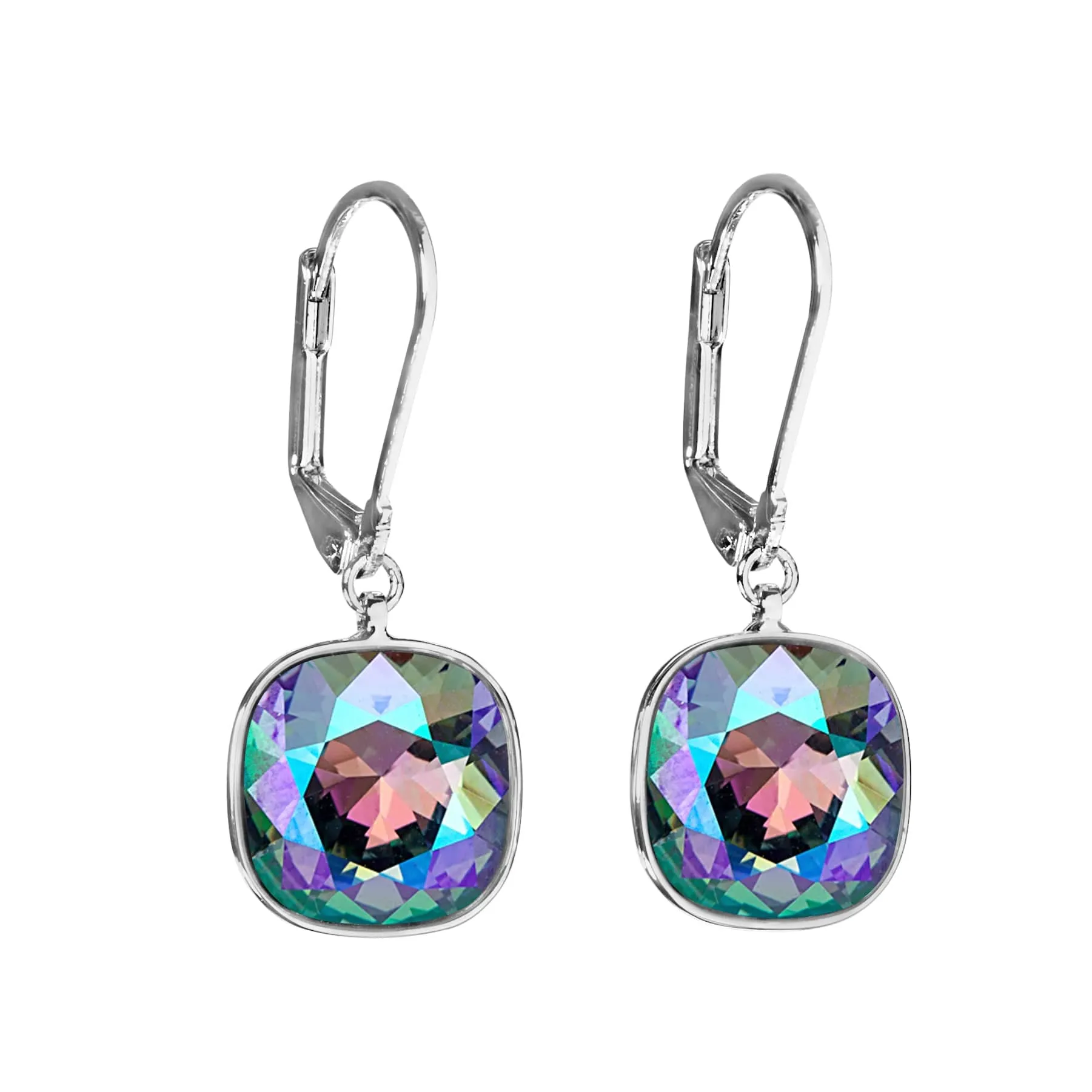 Paradise Shine Swarovski Crystal Earrings – Cushion Cut Crystal Long Leverback Earrings By callura sold by Zulily