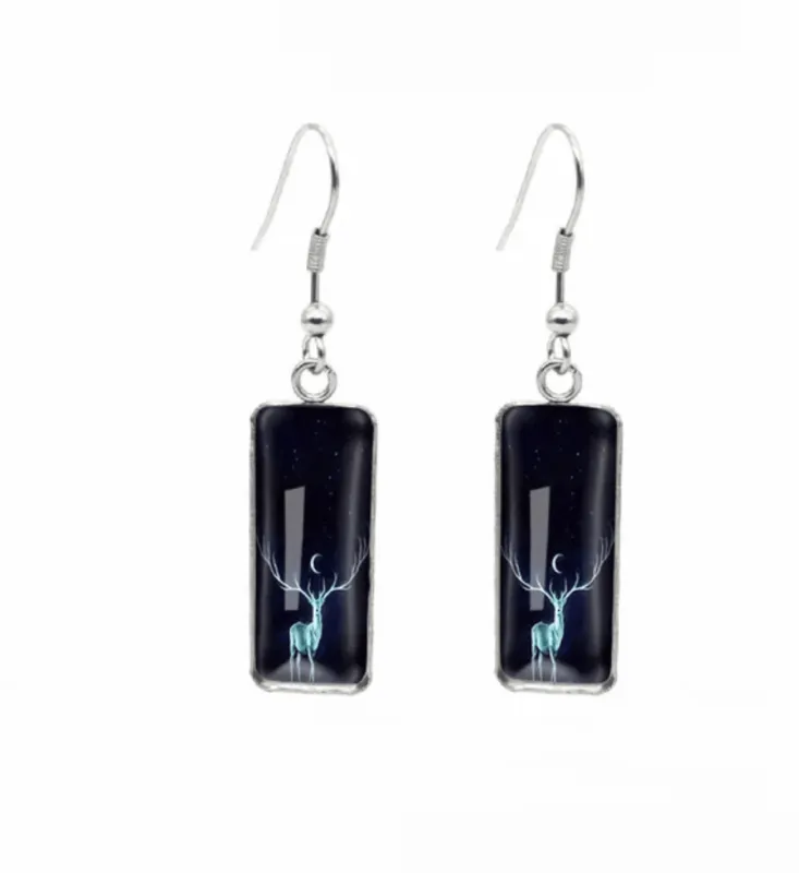 Don't AsK Rectangular Art-Print Drop Earrings – Reindeer Silhouette – Lightweight Dangle Earrings for Women made by Zulily