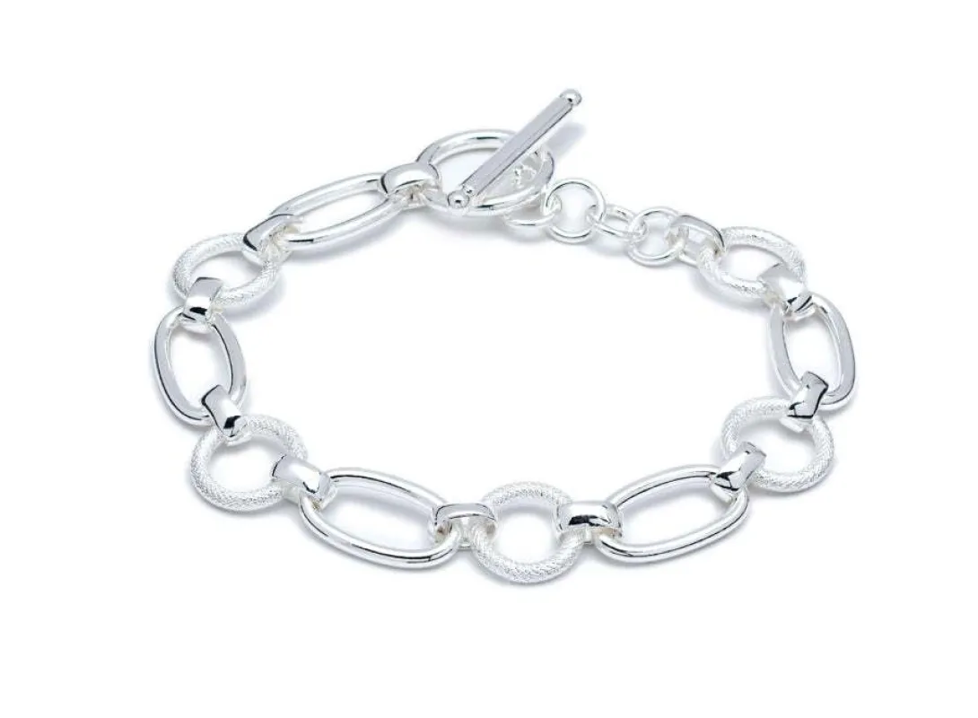 Oval & Circular Link Bracelet in Sterling Silver Filled made by Zulily