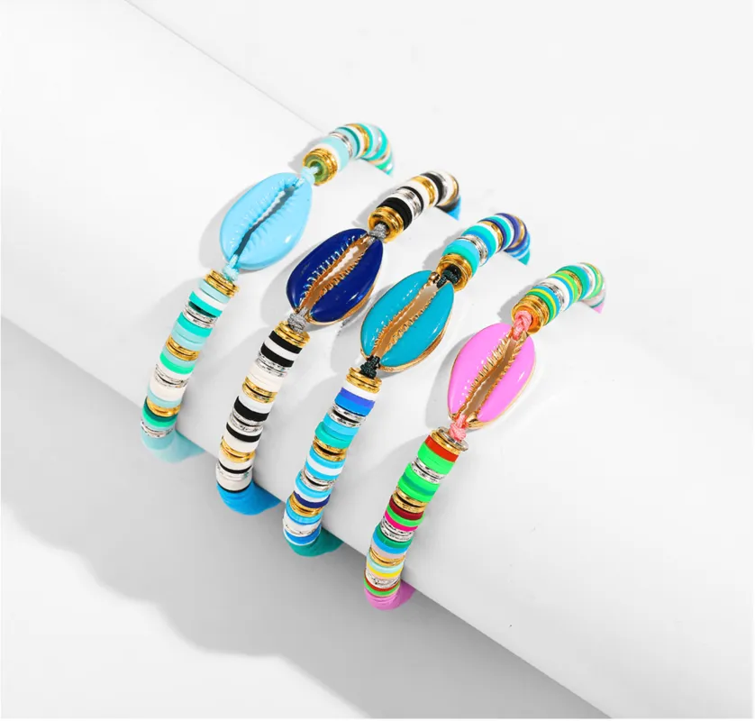 Multicolour Shell Bracelet Set 4-Piece made by Zulily