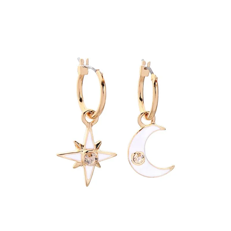 Goldtone White Asymmetrical Celestial Earrings made by Zulily
