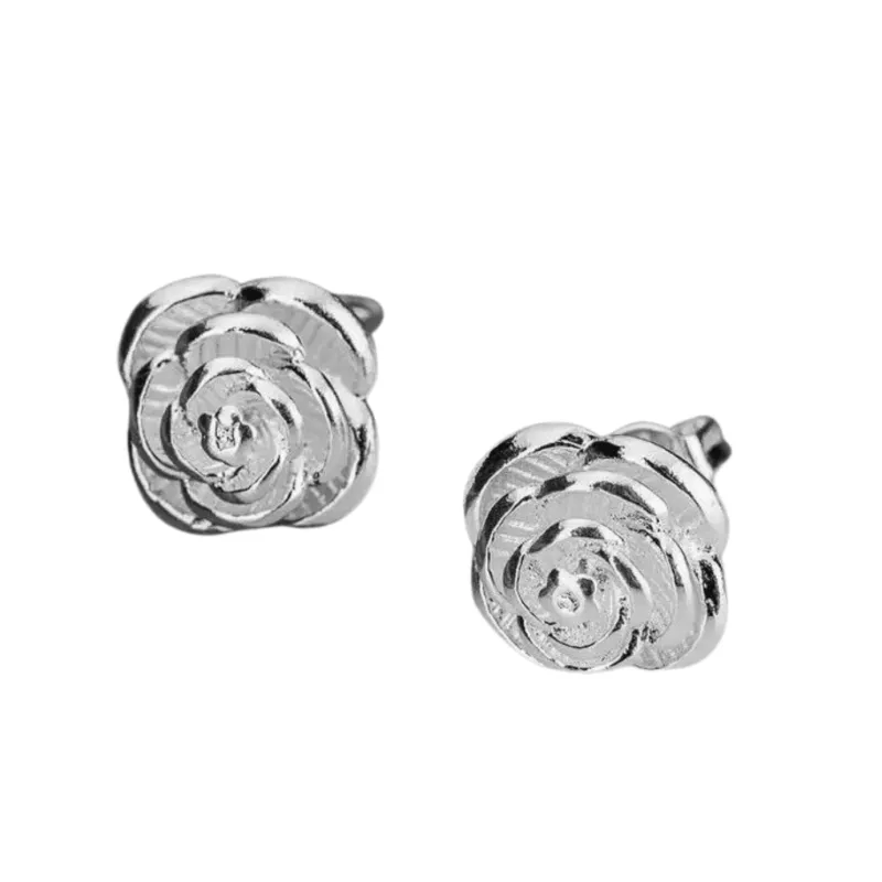 Elegant Sterling Silver Filled Rose Stud Earrings made by Zulily