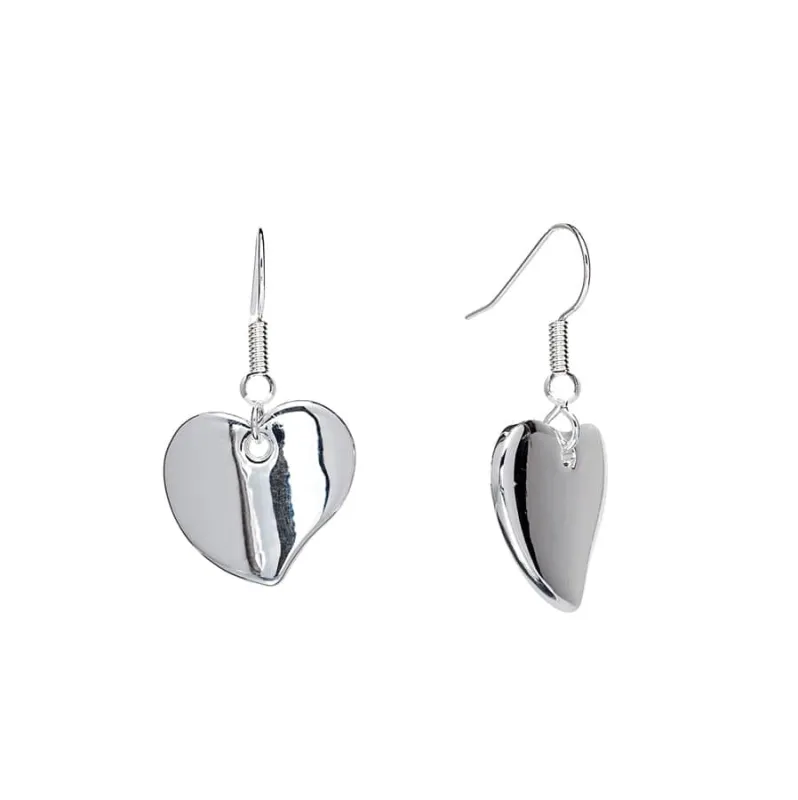 Curved Organic Heart Drop Earrings in Sterling Silver Filled made by Zulily
