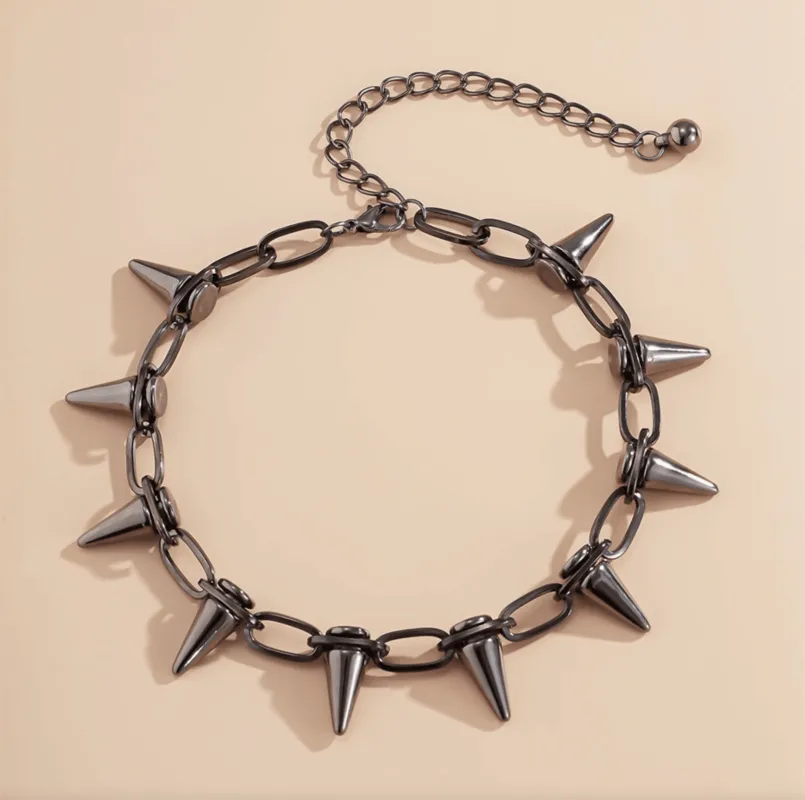 Black Spiked Statement Necklace made by Zulily