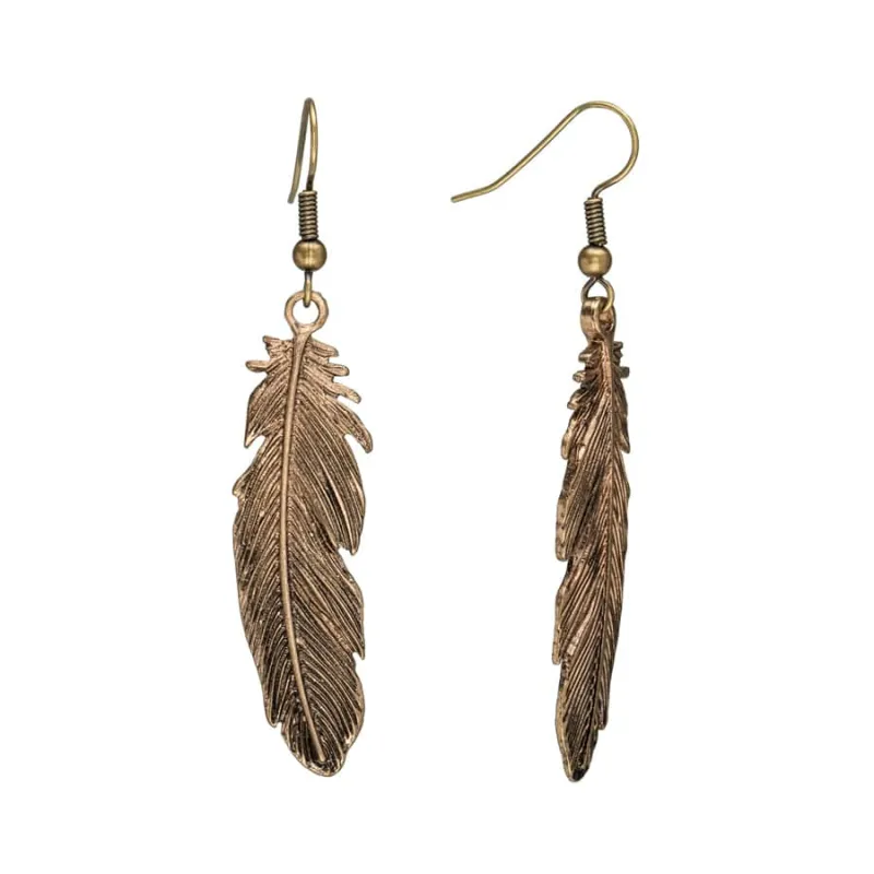 Brass Feather Drop Earrings made by Zulily