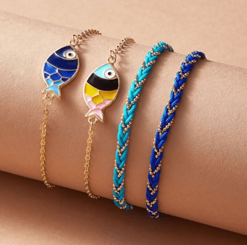 Blue Braided Fish Bracelet Set made by Zulily
