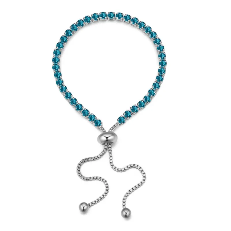 Silver Indicolite Swarovski Crystal Bracelet – Classic Crystals Adjustable Tennis Bracelet By callura made by Zulily
