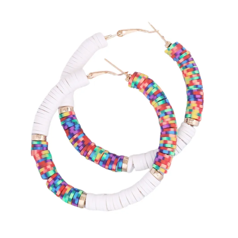 White Multicolour Hoop Earrings made by Zulily