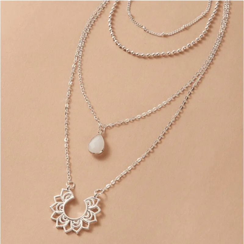 Silvertone White Flower Layered Pendant Necklace made by Zulily