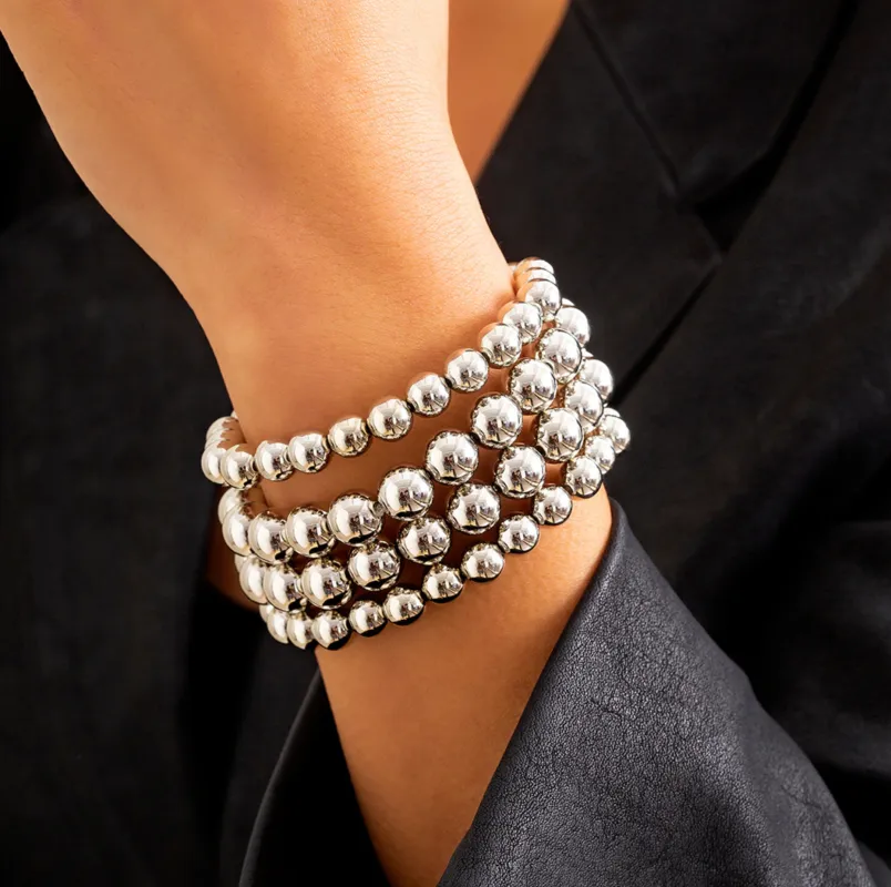 Silvertone Stackable Ball Bracelet Set made by Zulily