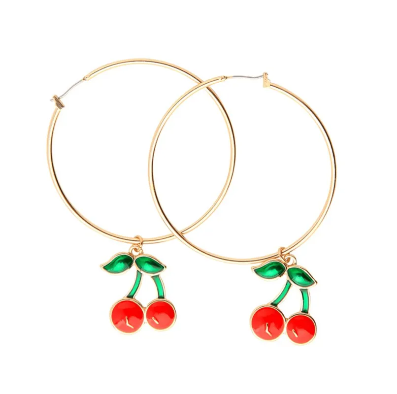 Goldtone Red Cherry Hoop Earrings made by Zulily