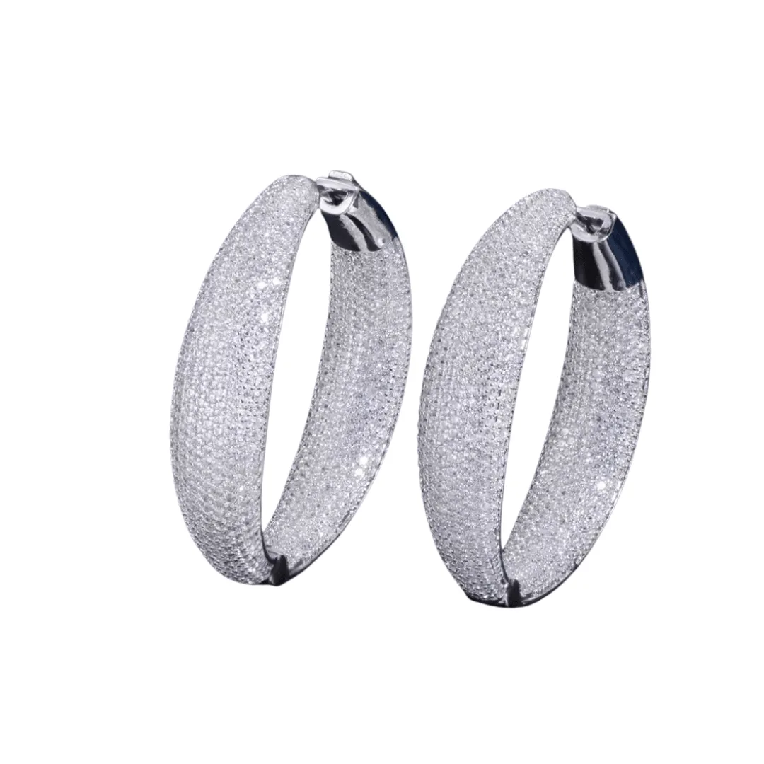 Don't AsK Silvertone Statement CZ Pave Dual Sided Hoop Earrings sold by Zulily