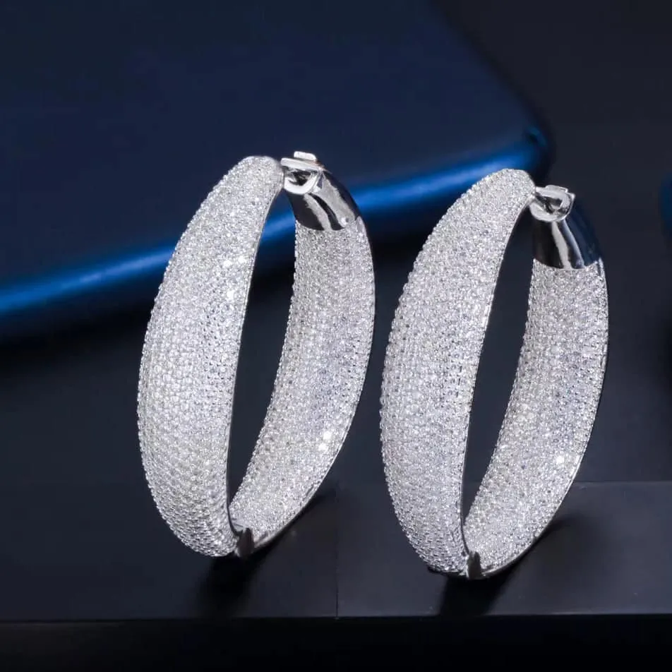 Don't AsK Silvertone Statement CZ Pave Dual Sided Hoop Earrings sold by Zulily product image thumbnail 2