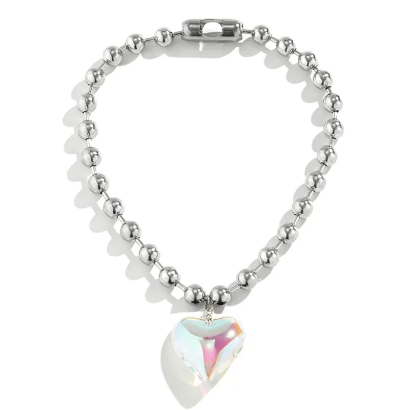 Don't AsK Silvertone Ball Chain & Green Iridescent Crystal Heart Pendant made by Zulily