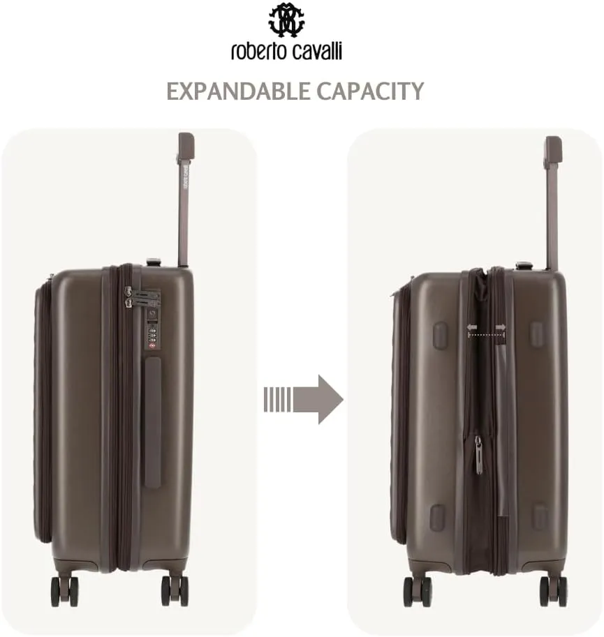 ROBERTO CAVALLI 20-Inch Luxury Carry-On Luggage – Hardshell Spinner Suitcase with Front Laptop Compartment, TSA Lock & Expandable Design sold by Zulily product image thumbnail 4