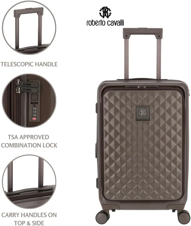 ROBERTO CAVALLI 20-Inch Luxury Carry-On Luggage – Hardshell Spinner Suitcase with Front Laptop Compartment, TSA Lock & Expandable Design sold by Zulily product image thumbnail 5