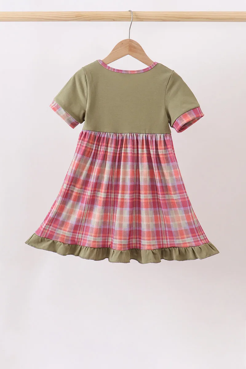Camel Pumpkin Embroidery Plaid Dress sold by Zulily product image thumbnail 5