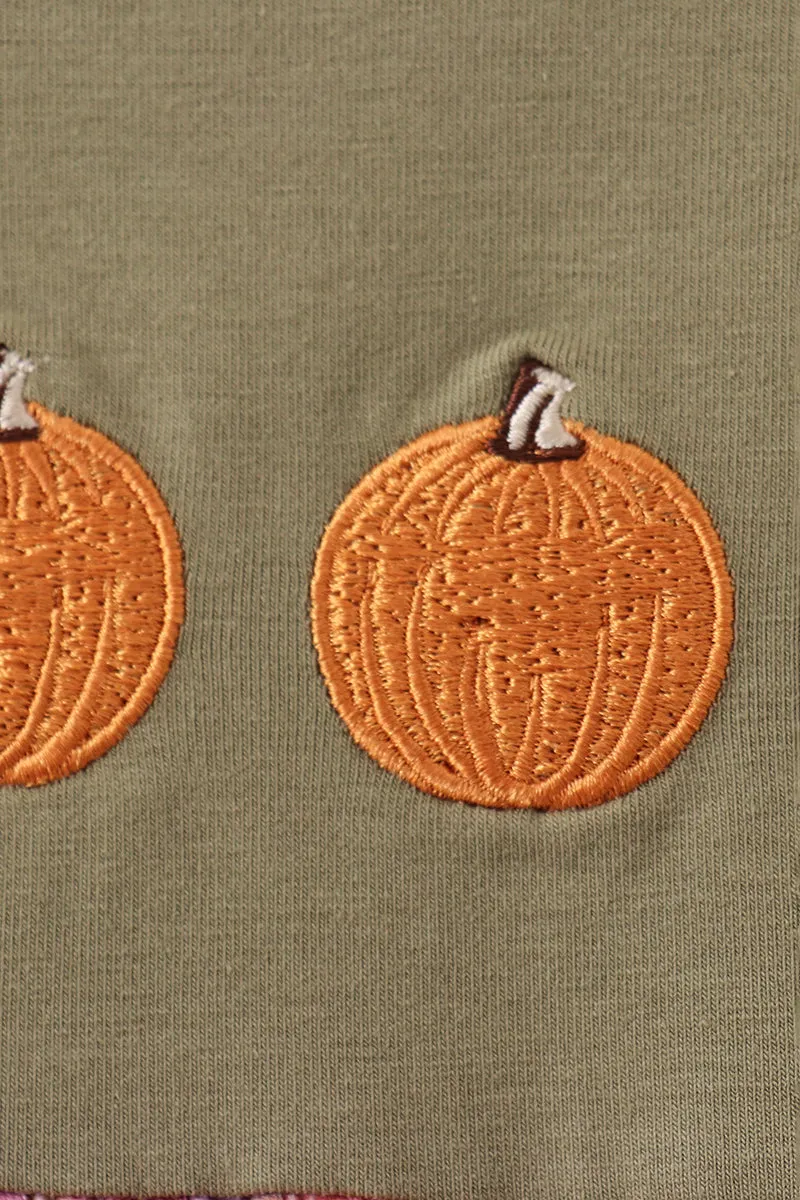 Camel Pumpkin Embroidery Plaid Dress sold by Zulily product image thumbnail 2