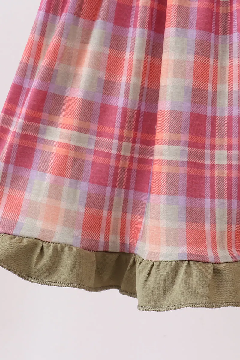 Camel Pumpkin Embroidery Plaid Dress sold by Zulily product image thumbnail 4
