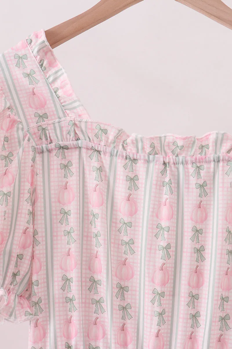 Pumpkin Bow Embroidery Mom Tiered Dress sold by Zulily product image thumbnail 2