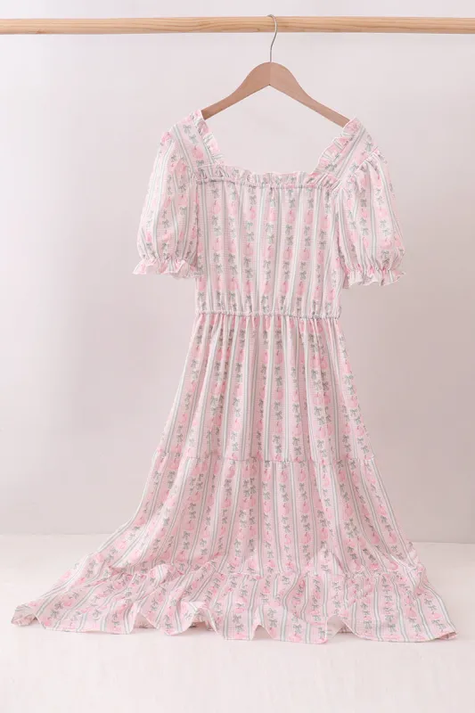 Pumpkin Bow Embroidery Mom Tiered Dress made by Zulily