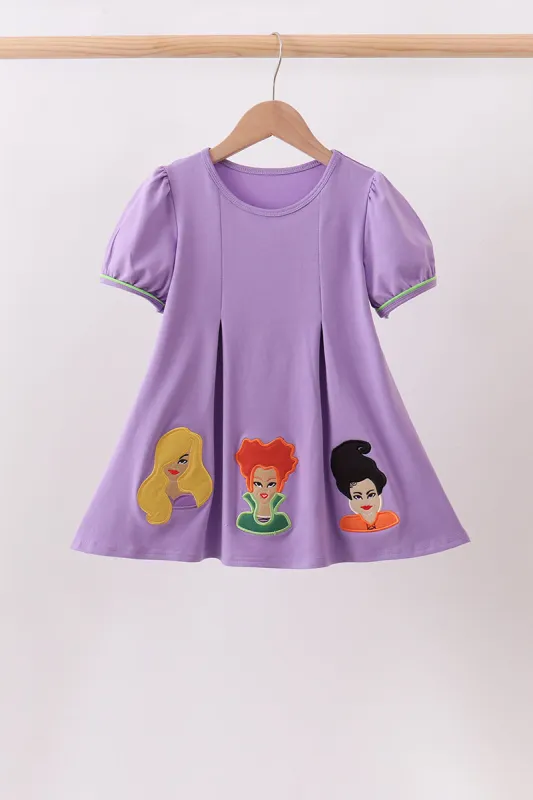 Purple witch applique dress made by Zulily