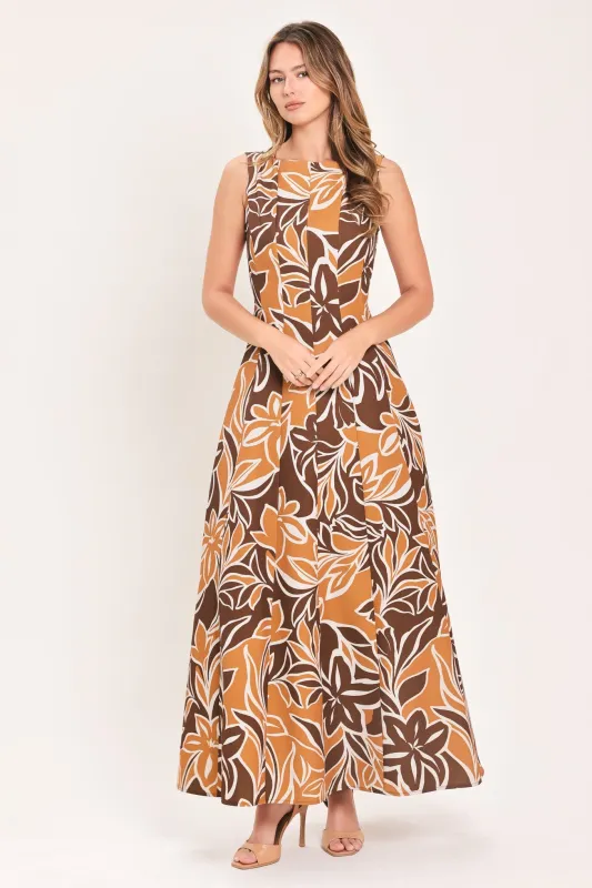 Amber Floral Motion Woven Maxi Dress made by Flying Tomato