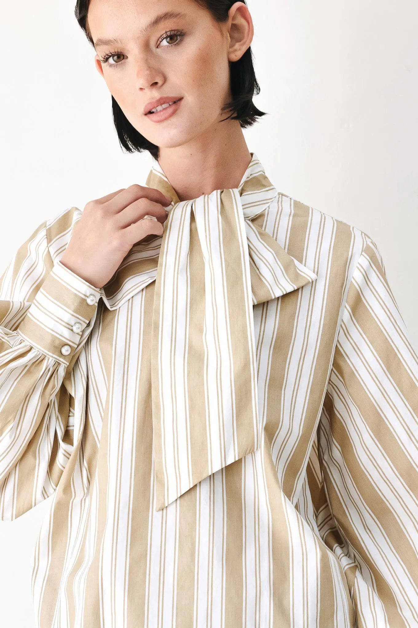 Champagne Stripe Muse Woven Top sold by Zulily product image thumbnail 2