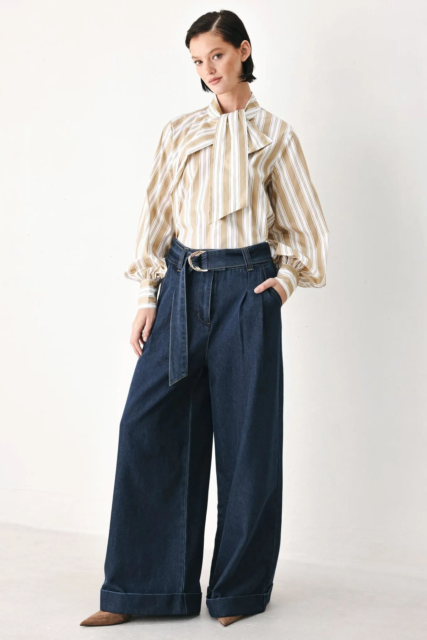 Champagne Stripe Muse Woven Top sold by Zulily product image thumbnail 3
